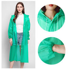 Load image into Gallery viewer, Reusable Poncho Rain Coat with Drawstring Hat and Elastic Sleeves Cuffs Extra Thick Protective Isolation Emergency for Outdoor Activities
