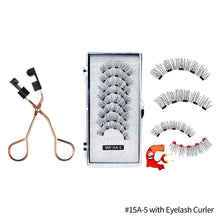 Load image into Gallery viewer, 4 Pairs Fashion Magnetic Eyelashes Handmade Reusable Five Magnets Easily Apply Eyelash Makeup Tools No Glue Needed Eyelashes