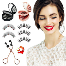 Load image into Gallery viewer, 4 Pairs Fashion Magnetic Eyelashes Handmade Reusable Five Magnets Easily Apply Eyelash Makeup Tools No Glue Needed Eyelashes