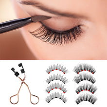 Load image into Gallery viewer, 4 Pairs Fashion Magnetic Eyelashes Handmade Reusable Five Magnets Easily Apply Eyelash Makeup Tools No Glue Needed Eyelashes