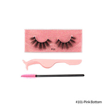 Load image into Gallery viewer, 1Pair 3D Faux Mink Eyelash Thick Fluffy Natural Eyelash Makeup False Eyelashes Brushes Set with Tweezers Eyelash Brush