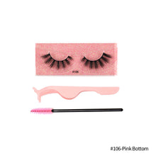 Load image into Gallery viewer, 1Pair 3D Faux Mink Eyelash Thick Fluffy Natural Eyelash Makeup False Eyelashes Brushes Set with Tweezers Eyelash Brush