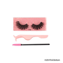 Load image into Gallery viewer, 1Pair 3D Faux Mink Eyelash Thick Fluffy Natural Eyelash Makeup False Eyelashes Brushes Set with Tweezers Eyelash Brush