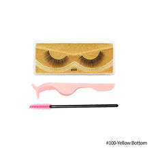 Load image into Gallery viewer, 1Pair 3D Faux Mink Eyelash Thick Fluffy Natural Eyelash Makeup False Eyelashes Brushes Set with Tweezers Eyelash Brush