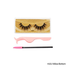 Load image into Gallery viewer, 1Pair 3D Faux Mink Eyelash Thick Fluffy Natural Eyelash Makeup False Eyelashes Brushes Set with Tweezers Eyelash Brush