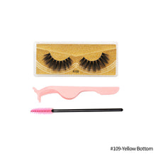 Load image into Gallery viewer, 1Pair 3D Faux Mink Eyelash Thick Fluffy Natural Eyelash Makeup False Eyelashes Brushes Set with Tweezers Eyelash Brush