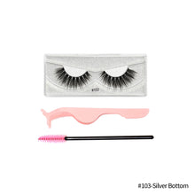 Load image into Gallery viewer, 1Pair 3D Faux Mink Eyelash Thick Fluffy Natural Eyelash Makeup False Eyelashes Brushes Set with Tweezers Eyelash Brush