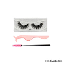 Load image into Gallery viewer, 1Pair 3D Faux Mink Eyelash Thick Fluffy Natural Eyelash Makeup False Eyelashes Brushes Set with Tweezers Eyelash Brush