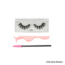 Load image into Gallery viewer, 1Pair 3D Faux Mink Eyelash Thick Fluffy Natural Eyelash Makeup False Eyelashes Brushes Set with Tweezers Eyelash Brush