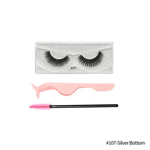 Load image into Gallery viewer, 1Pair 3D Faux Mink Eyelash Thick Fluffy Natural Eyelash Makeup False Eyelashes Brushes Set with Tweezers Eyelash Brush