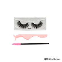 Load image into Gallery viewer, 1Pair 3D Faux Mink Eyelash Thick Fluffy Natural Eyelash Makeup False Eyelashes Brushes Set with Tweezers Eyelash Brush