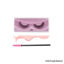 Load image into Gallery viewer, 1Pair 3D Faux Mink Eyelash Thick Fluffy Natural Eyelash Makeup False Eyelashes Brushes Set with Tweezers Eyelash Brush