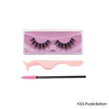 Load image into Gallery viewer, 1Pair 3D Faux Mink Eyelash Thick Fluffy Natural Eyelash Makeup False Eyelashes Brushes Set with Tweezers Eyelash Brush