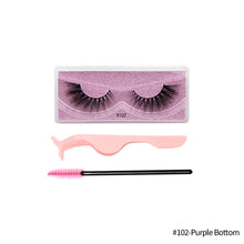 Load image into Gallery viewer, 1Pair 3D Faux Mink Eyelash Thick Fluffy Natural Eyelash Makeup False Eyelashes Brushes Set with Tweezers Eyelash Brush
