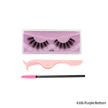 Load image into Gallery viewer, 1Pair 3D Faux Mink Eyelash Thick Fluffy Natural Eyelash Makeup False Eyelashes Brushes Set with Tweezers Eyelash Brush