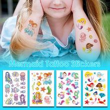 Load image into Gallery viewer, Kids Temporary Tattoo Sticker Cool Cartoon Fake Tattoo Hand Foot Waterproof Tattoos Mermaid Princess Tattoo Stickers For Boy Children