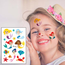 Load image into Gallery viewer, Kids Temporary Tattoo Sticker Cool Cartoon Fake Tattoo Hand Foot Waterproof Tattoos Mermaid Princess Tattoo Stickers For Boy Children