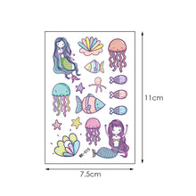 Load image into Gallery viewer, Kids Temporary Tattoo Sticker Cool Cartoon Fake Tattoo Hand Foot Waterproof Tattoos Mermaid Princess Tattoo Stickers For Boy Children