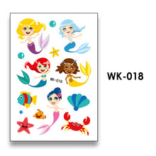 Load image into Gallery viewer, Kids Temporary Tattoo Sticker Cool Cartoon Fake Tattoo Hand Foot Waterproof Tattoos Mermaid Princess Tattoo Stickers For Boy Children