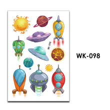 Load image into Gallery viewer, Kids Fake Tattoo Sticker Temporary Tattoos Cartoon Space Planet Alien Waterproof Tatoo Hand Art Tatto For Children Gril Boy