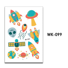 Load image into Gallery viewer, Kids Fake Tattoo Sticker Temporary Tattoos Cartoon Space Planet Alien Waterproof Tatoo Hand Art Tatto For Children Gril Boy