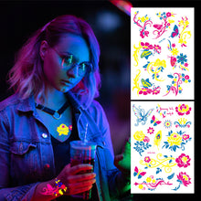 Load image into Gallery viewer, Creative Fluorescent Flower Arm Tattoo Stickers Face Butterfly Flower Stickers Waterproof Feather Tattoo Arm Tattoo Stickers
