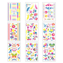 Load image into Gallery viewer, Creative Fluorescent Flower Arm Tattoo Stickers Face Butterfly Flower Stickers Waterproof Feather Tattoo Arm Tattoo Stickers