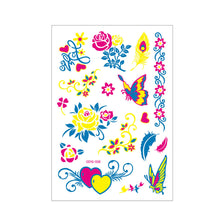Load image into Gallery viewer, Creative Fluorescent Flower Arm Tattoo Stickers Face Butterfly Flower Stickers Waterproof Feather Tattoo Arm Tattoo Stickers