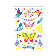 Load image into Gallery viewer, Creative Fluorescent Flower Arm Tattoo Stickers Face Butterfly Flower Stickers Waterproof Feather Tattoo Arm Tattoo Stickers