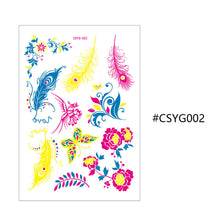 Load image into Gallery viewer, Creative Fluorescent Flower Arm Tattoo Stickers Face Butterfly Flower Stickers Waterproof Feather Tattoo Arm Tattoo Stickers