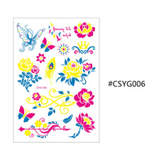 Load image into Gallery viewer, Creative Fluorescent Flower Arm Tattoo Stickers Face Butterfly Flower Stickers Waterproof Feather Tattoo Arm Tattoo Stickers