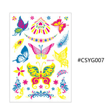 Load image into Gallery viewer, Creative Fluorescent Flower Arm Tattoo Stickers Face Butterfly Flower Stickers Waterproof Feather Tattoo Arm Tattoo Stickers