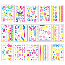 Load image into Gallery viewer, Fluorescent Flower Butterfly Tattoo Stickers Creative Face Arm Stickers Waterproof Feather Tattoo Arm Tattoo Stickers