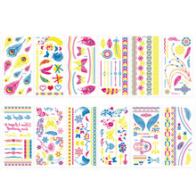 Load image into Gallery viewer, Creative Fluorescent Flower Arm Tattoo Stickers Face Stickers Waterproof Feather Colorful Night Arm Women Sexy Tattoo Stickers