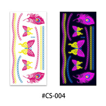 Load image into Gallery viewer, Creative Fluorescent Flower Arm Tattoo Stickers Face Stickers Waterproof Feather Colorful Night Arm Women Sexy Tattoo Stickers