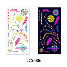 Load image into Gallery viewer, Creative Fluorescent Flower Arm Tattoo Stickers Face Stickers Waterproof Feather Colorful Night Arm Women Sexy Tattoo Stickers