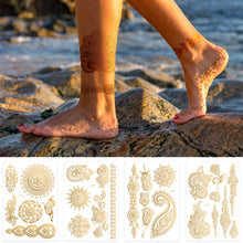 Load image into Gallery viewer, Hot Gold Rose Gold Hannah Lace Bridal Mandala Tattoo Sticker Sexy Summer Creative Body Arm Women Men Tattoo Stickers