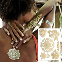 Load image into Gallery viewer, Hot Gold Rose Gold Hannah Lace Bridal Mandala Tattoo Sticker Sexy Summer Creative Body Arm Women Men Tattoo Stickers