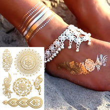 Load image into Gallery viewer, Hot Gold Rose Gold Hannah Lace Bridal Mandala Tattoo Sticker Sexy Summer Creative Body Arm Women Men Tattoo Stickers