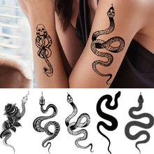 Load image into Gallery viewer, Snake Tattoo Stickers Dark Tide Cool Flower Arm Black Mamba Dead Man Snake Skull Tattoo Stickers Women Cool Body Stickers