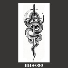 Load image into Gallery viewer, Snake Tattoo Stickers Dark Tide Cool Flower Arm Black Mamba Dead Man Snake Skull Tattoo Stickers Women Cool Body Stickers