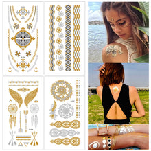 Load image into Gallery viewer, Hot Stamping Tattoo Sticker Water Transfer Metal Waterproof Tattoo Sticker Party Sexy Women Men Body Arm Art Tattoo Stickers