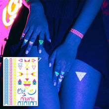 Load image into Gallery viewer, Creative Fluorescent Flower Arm Tattoo Stickers Face Stickers Waterproof Feather Geometric Butterfly Luminous Arm Tattoo Stickers
