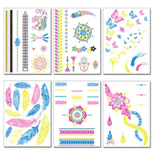 Load image into Gallery viewer, Creative Fluorescent Flower Arm Tattoo Stickers Face Stickers Waterproof Feather Geometric Butterfly Luminous Arm Tattoo Stickers