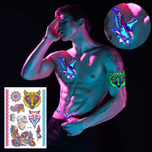 Load image into Gallery viewer, Temporary Owl Animal Halloween Fluorescent Flower Leather Arm Tattoo Sticker Creative Color Fluorescent Arm Water Transfer Stickers