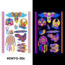Load image into Gallery viewer, Temporary Owl Animal Halloween Fluorescent Flower Leather Arm Tattoo Sticker Creative Color Fluorescent Arm Water Transfer Stickers