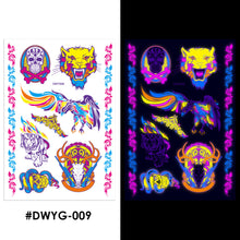 Load image into Gallery viewer, Temporary Owl Animal Halloween Fluorescent Flower Leather Arm Tattoo Sticker Creative Color Fluorescent Arm Water Transfer Stickers