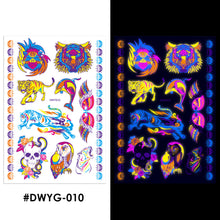 Load image into Gallery viewer, Temporary Owl Animal Halloween Fluorescent Flower Leather Arm Tattoo Sticker Creative Color Fluorescent Arm Water Transfer Stickers