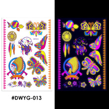 Load image into Gallery viewer, Temporary Owl Animal Halloween Fluorescent Flower Leather Arm Tattoo Sticker Creative Color Fluorescent Arm Water Transfer Stickers
