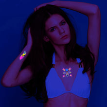 Load image into Gallery viewer, Creative Fluorescent Bronzing Flower Arm Tattoo Stickers Hot Face Stickers Waterproof Feather Body Arm Tattoo Stickers